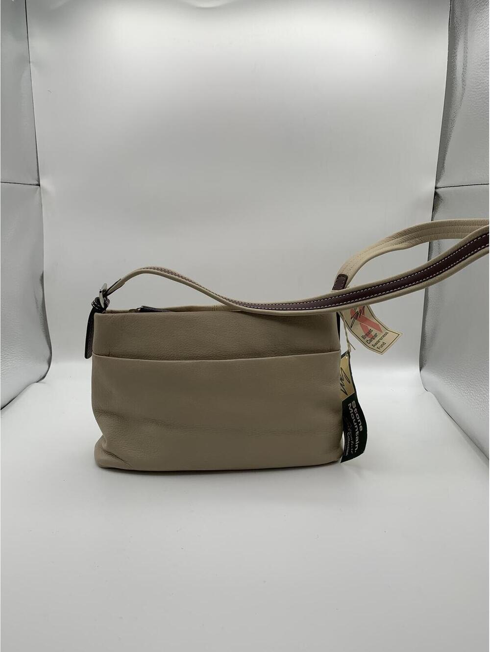 NWT Vintage  Stone Mountain Beige and Brown Leather Crossbody Bag Purse